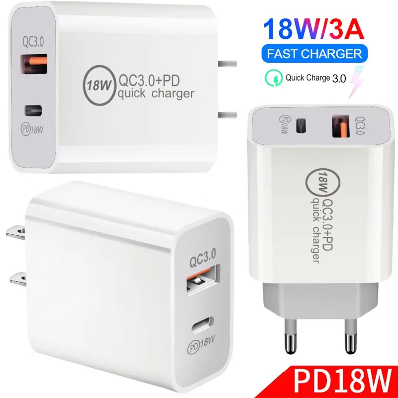 

Зарядное устройство PD18W с портом USB Type-C и поддержкой быстрой зарядки, 100 шт.