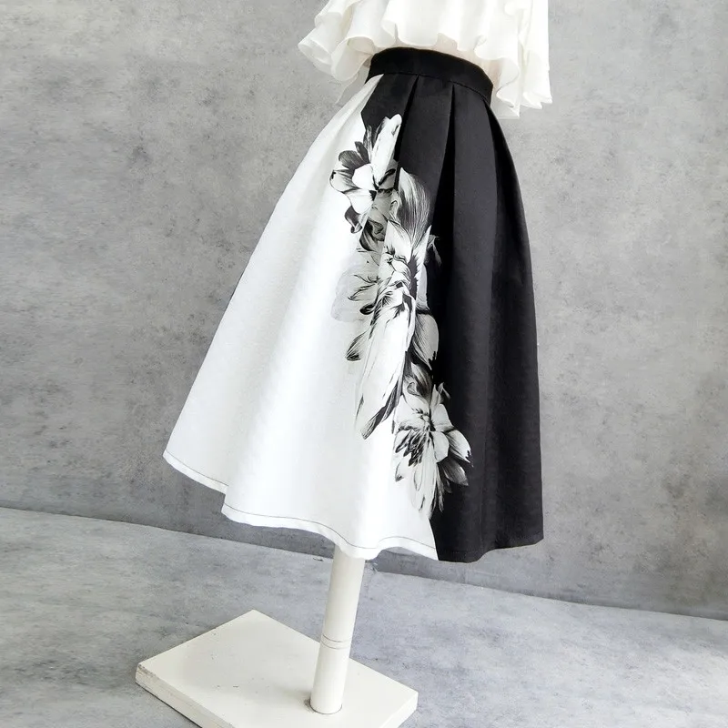 

Новая Осенняя Пышная юбка с высокой талией, Женская юбка с принтом, Повседневная и удобная длинная юбка
