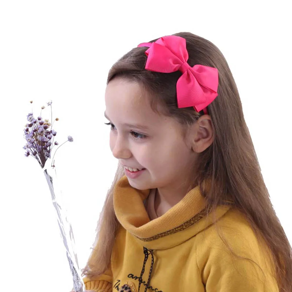 Бант для волос Oaoleer 4 дюйма оголовье девочек ручной работы однотонный