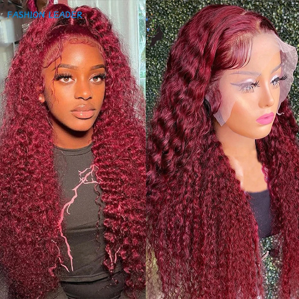 Ed Wine Red Curly Lace Front Wig For Black Women