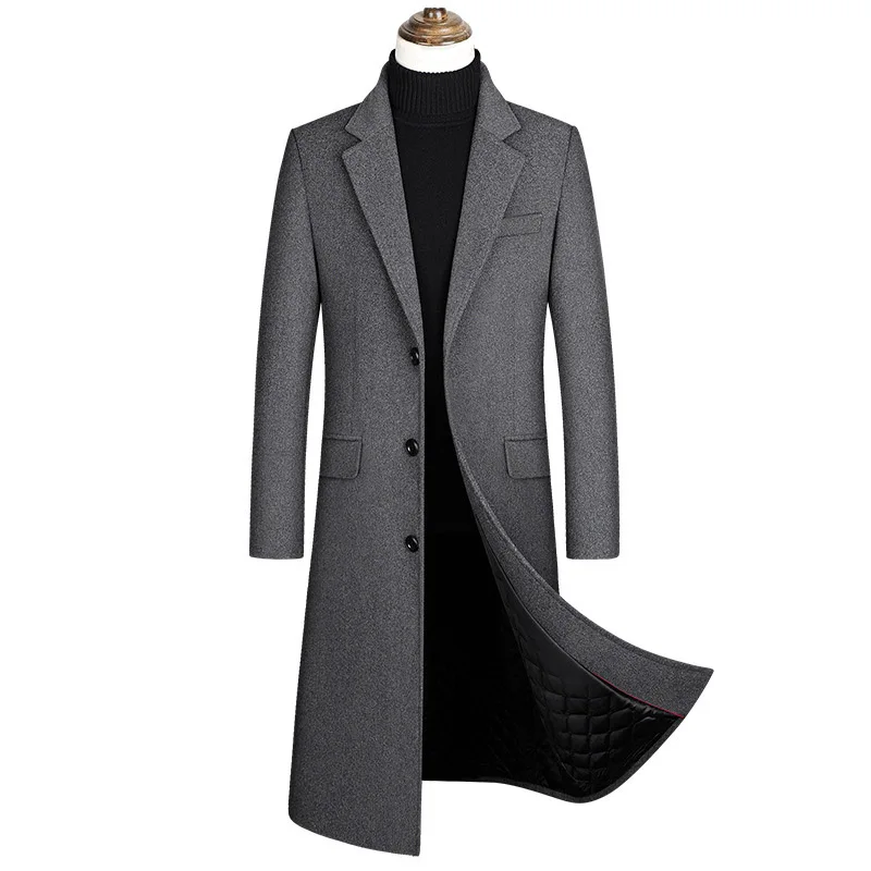 LUCLESAM Men Fleece Woolen Coats Korean Version Jackets Autumn Winter Men Overcoats Streetwear Fashion Long Trench Outerwear