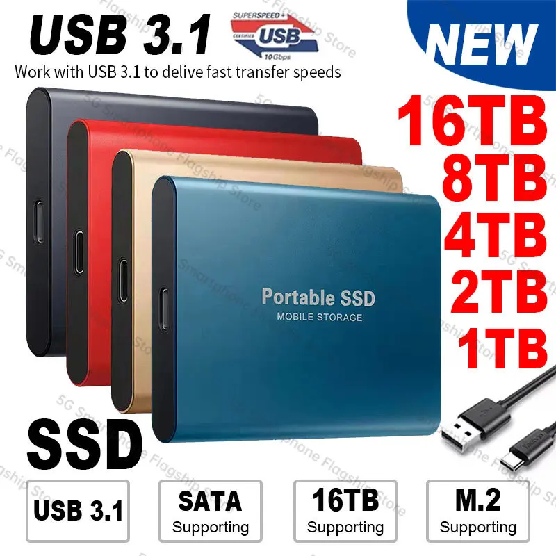 

Original High-speed 16TB SSD 8TB Portable External Solid State Hard Drive USB3.1 4TB 32TB Interface Mobile Hard Drive for Laptop