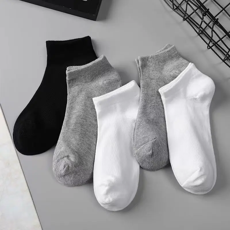 Unisex Socks Low Cut Breathable Sports Boat Sock Solid Color Comfortable Cotton Ankle Casual Sock White Black Mens Socks 5 Pairs