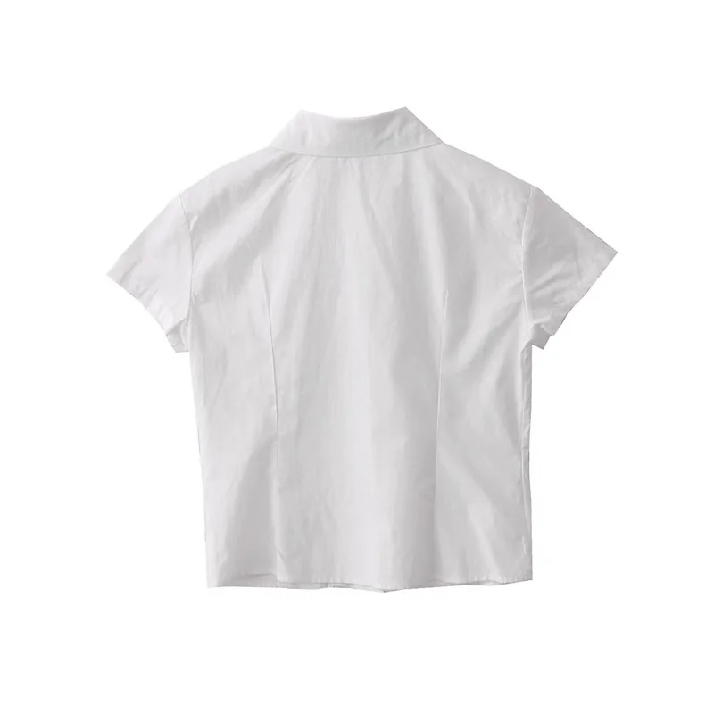 Белая рубашка для женщин с отложным воротником кружевная хлопковая блузка