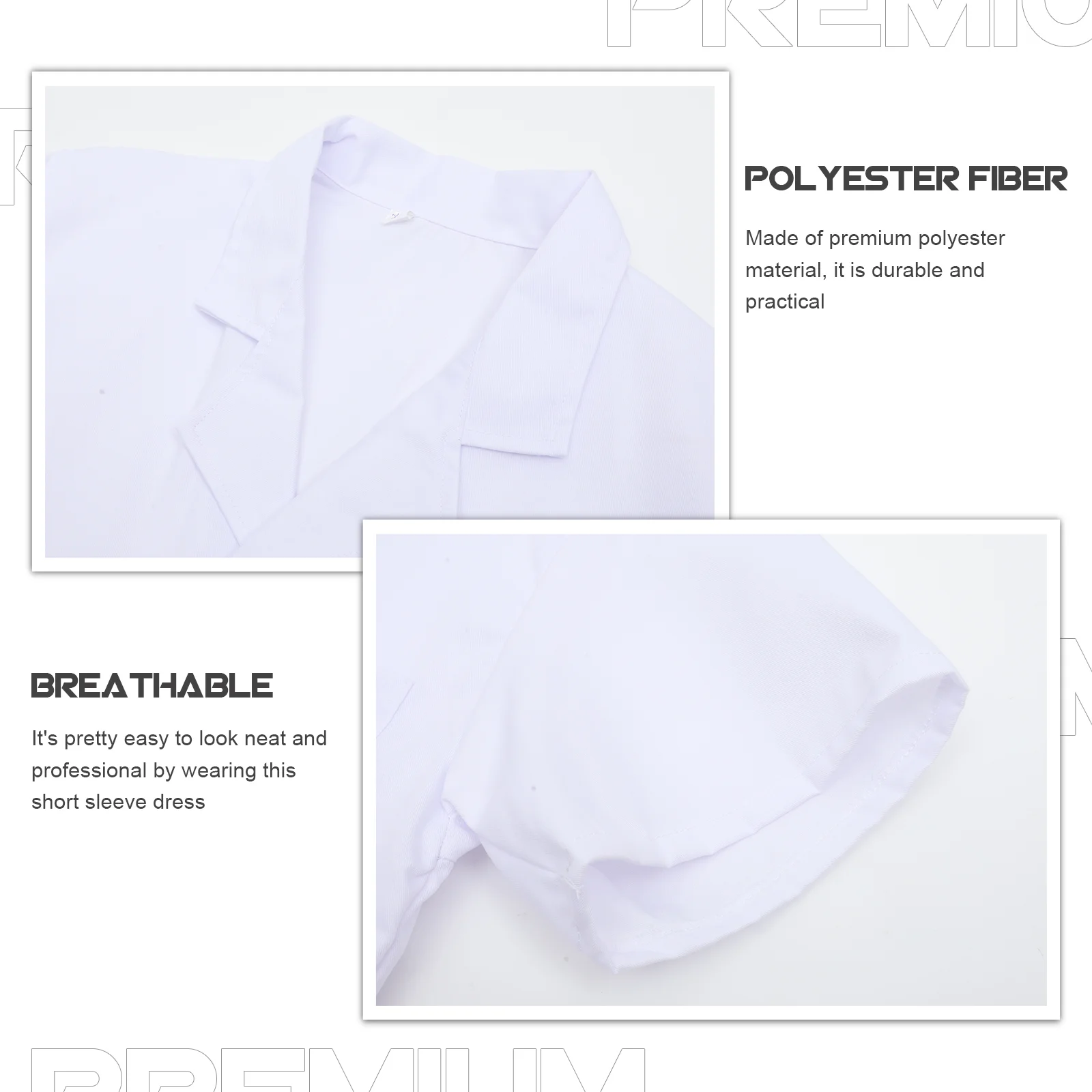

Womens Coat White Short Sleeve Uniform with Pockets Workwear Unisex Coat Uniform Nurse Coat,