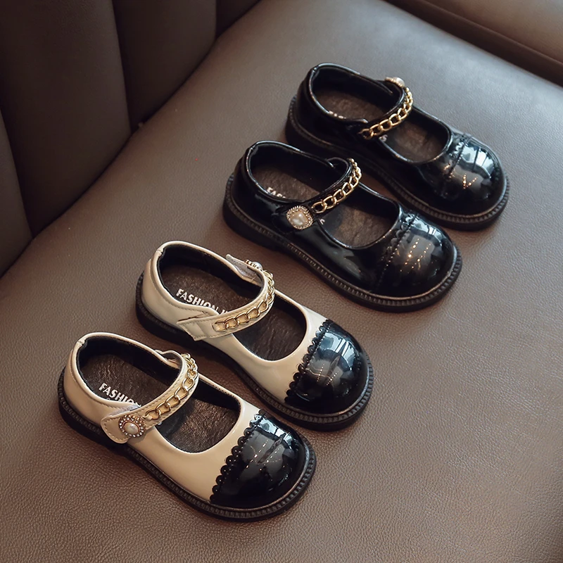 Туфли детские для девочек элегантные мягкие классические аксессуары черные