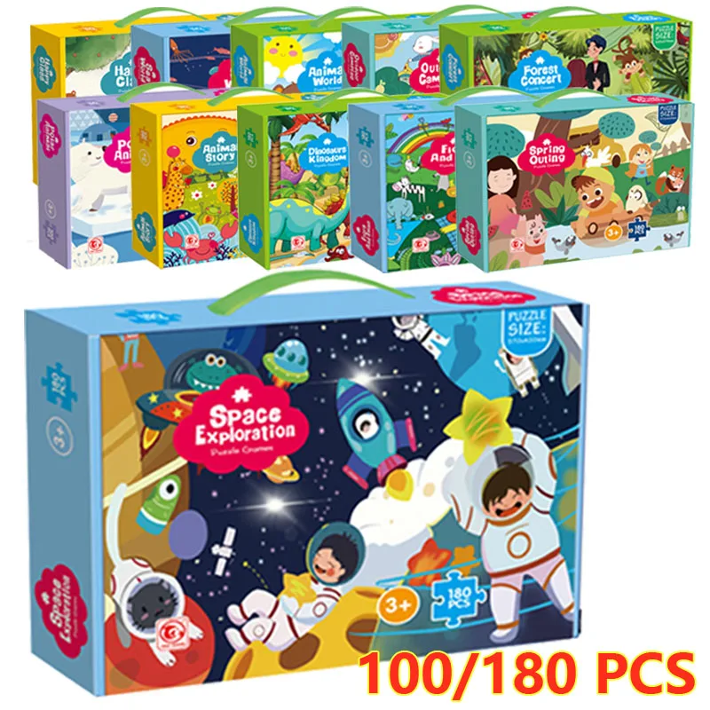 

Puzzles For Baby 100/180 Pieces Paper Jigsaw Puzzles Educational Intellectual Decompressing Puzzle Game Boy And Gril Toys Gift