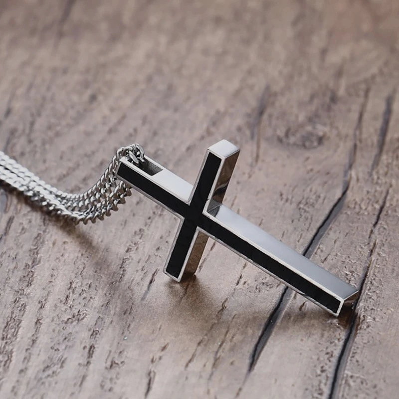 

Simple Cross Pendant Necklace Long Chain Stainless Titanium Steel Women Couple Men Neckalce Jewelry Friends Gift