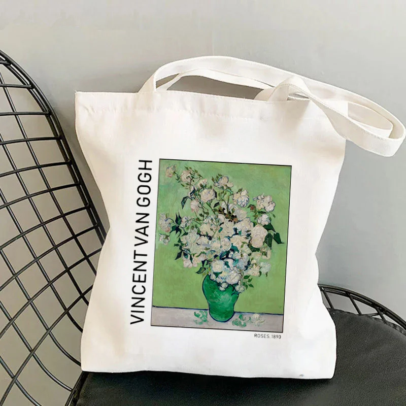 

Van Gogh Oil Painting Shopping Bag Printed Kawaii Bag Harajuku Women's Shopping Canvas Tote Girls Tote Shoulder Ladies Bags