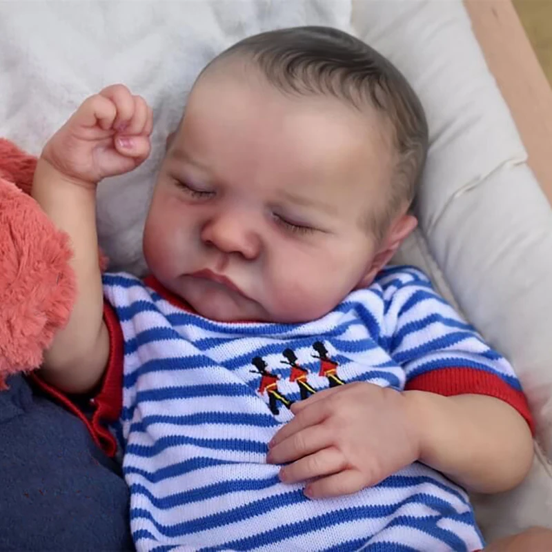 

49CM Two Body Options Newborn Baby Doll Reborn Levi Asleep Lifelike Soft Touch Cuddly Baby 3D Skin Visibile Veins Art Doll