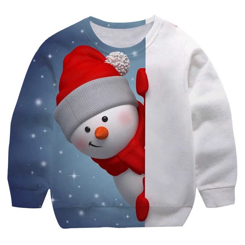 

2022 Christmas Snowman Sweatshirts Autumn New Children Coats Baby Girls Long Sleeve Hoodies Kids Boys Sweatshirt Clothing