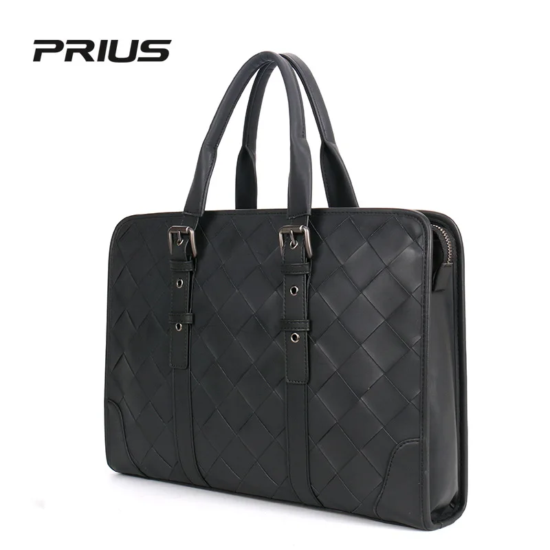 Luxury large woven handbag men's business briefcase men's computer bag fashion high-quality woven bag high-end leather bag