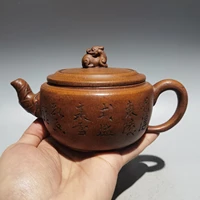 7 chinese yixing zisha pottery brave troops cover poetry kettle teapot flagon downhill mud gather fortune office ornaments