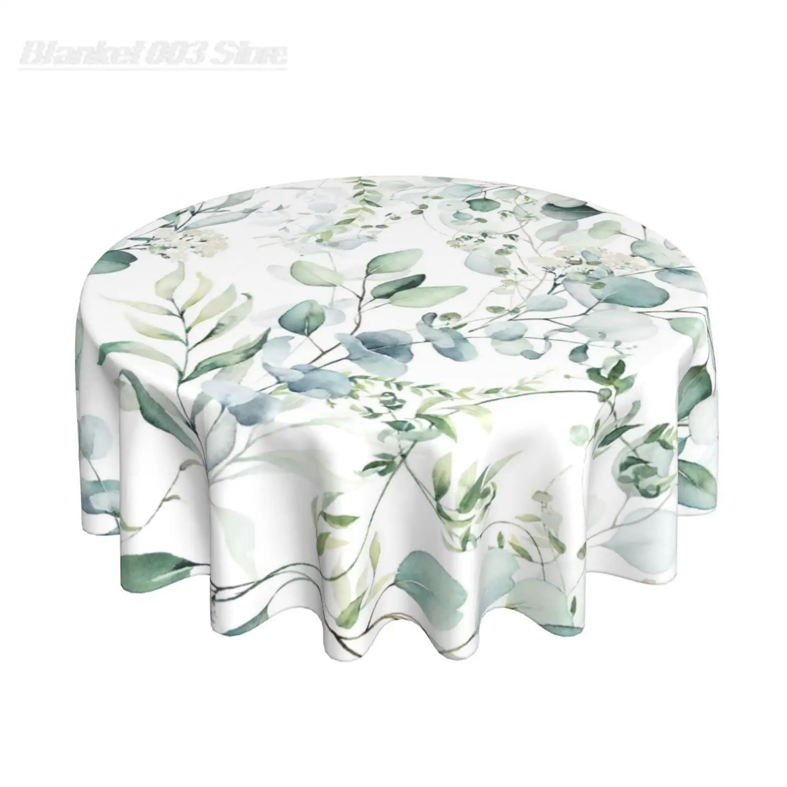 

Green Floral Leaf Reusable Round Tablecloths Table Cloth for Round Tables Fabric 60 Inch Waterproof Washable Kitchen Dining Room