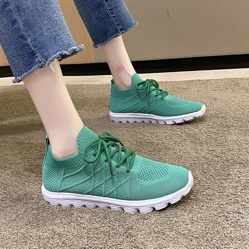 

Ladies Shoes Lace Up Women's Vulcanize Shoes Summer Mesh Surface Breathable Outdoor Walking Shoes Women Solid Color Shoes Women