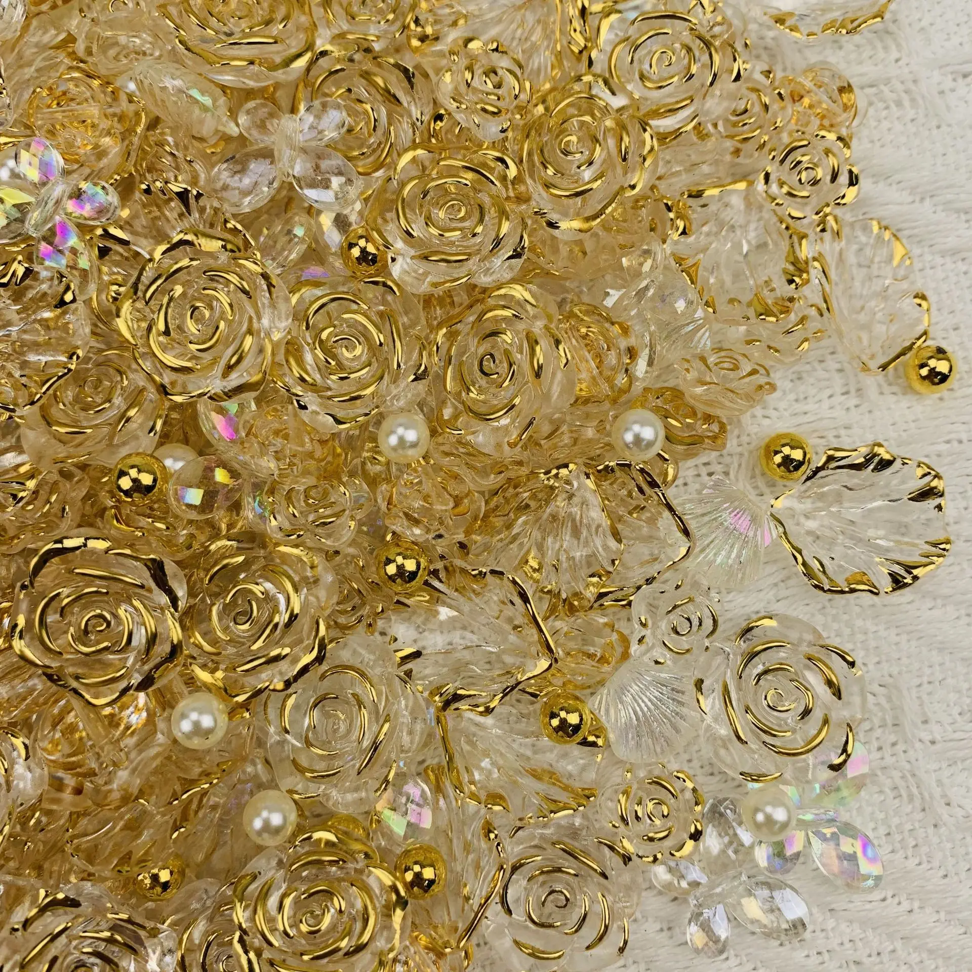 Прозрачные жемчужины 30 г/упаковка акриловые розы цветы листья плоские затычки с