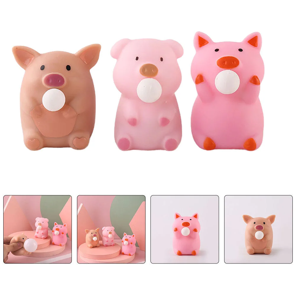 

3 Pcs Lovely Toy Compact Stress Tricky Animals Toys Supple Squeeze Tpr Stretchy Decompression