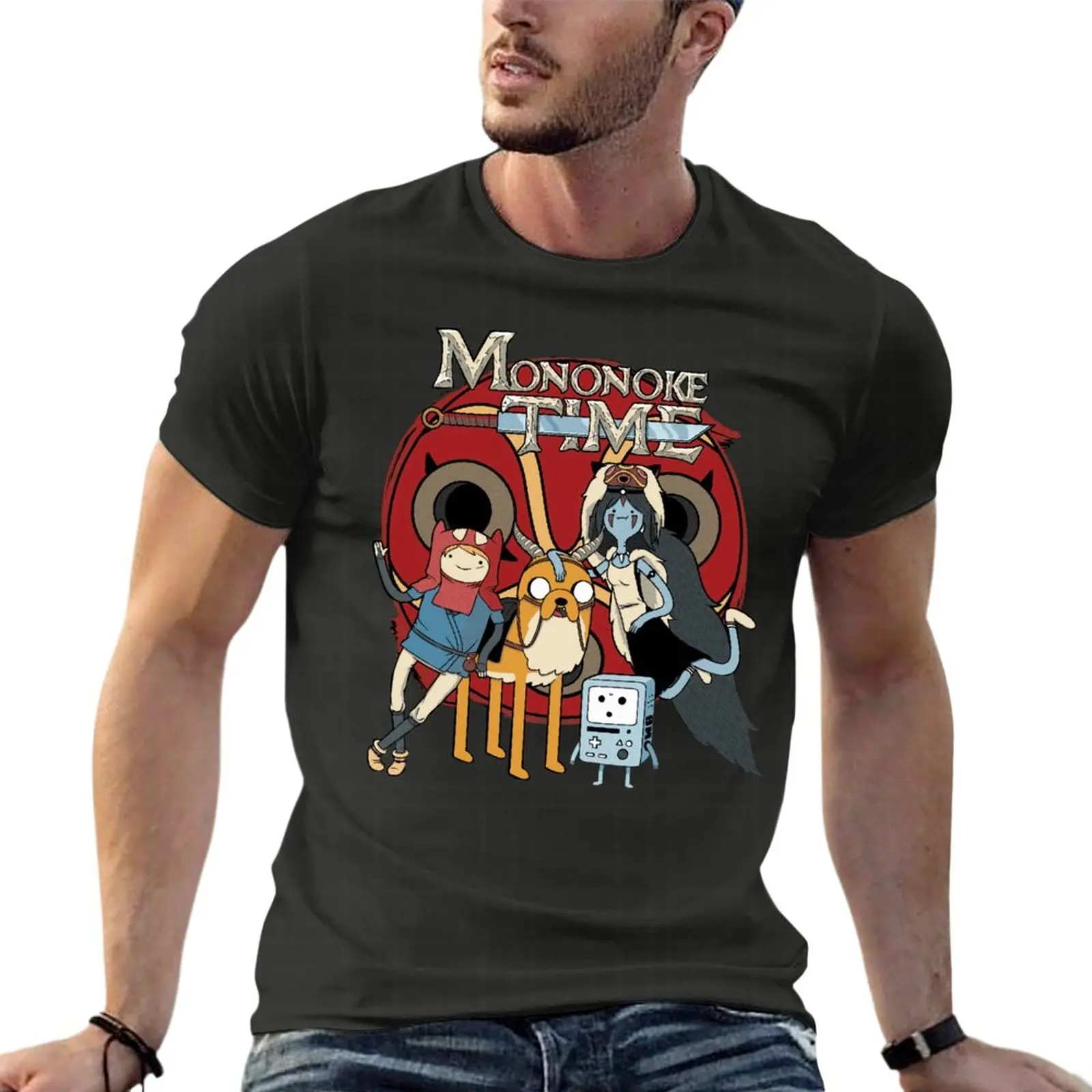 

Mononoke Time Adventure Time Princess Mononoke Oversized T Shirt Summer Men Clothing 100% Cotton Streetwear Large Size Tops Tee