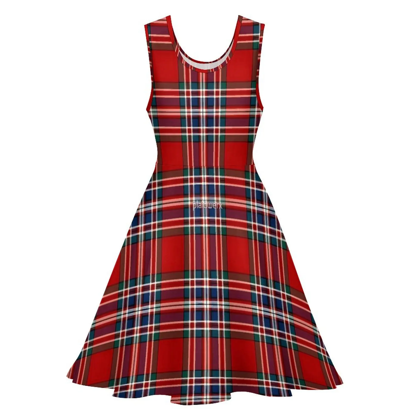 Платье в клетку без рукавов Красное и черное