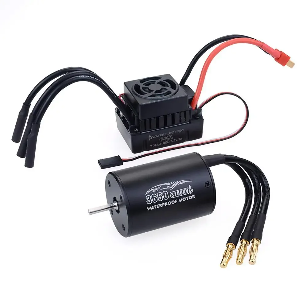 Фото Surpass Hobby Водонепроницаемый 3650 2300KV 3100KV 3900KV Бесщеточный двигатель с 60A ESC с комбинированной карточкой для 1/10 RC Car Truck Toy №2