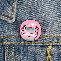 demigirl pink eyes frog pin custom brooches shirt lapel teacher tote bag backpacks badge cartoon gift brooches pins for women