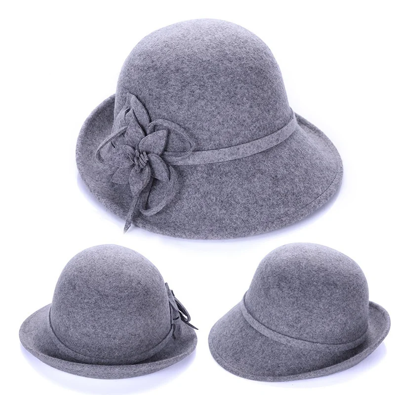 

Fedoras Felt Hats For Women Female Winter Australia Wool Vintage Floral Womens Fashion French Bowler Sombrero Fedora Wool Hat