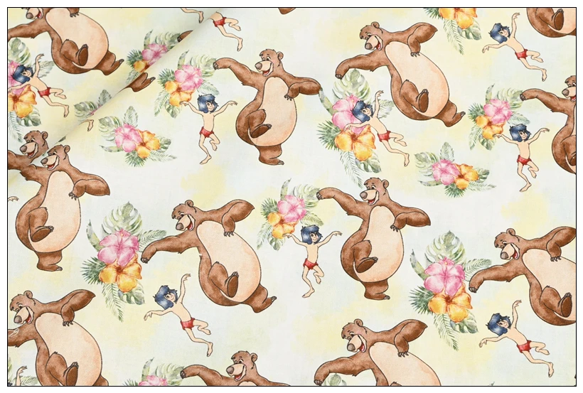 Disney Mickey Stitch Jungle Book Print 100% Cotton Fabric for Boy Clothes Hometextile Cushion Cover Backpack Needlework DIY - купить по