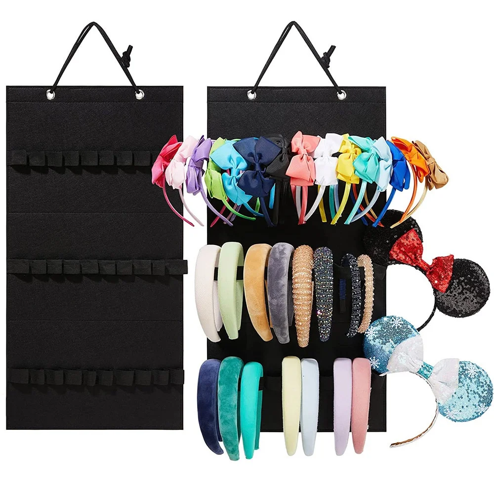40 grids Hanging Wall Headband Holder For Women Felt Hairbands Organizer  Bow Storage Hairpins Hair Accessories Display Stand