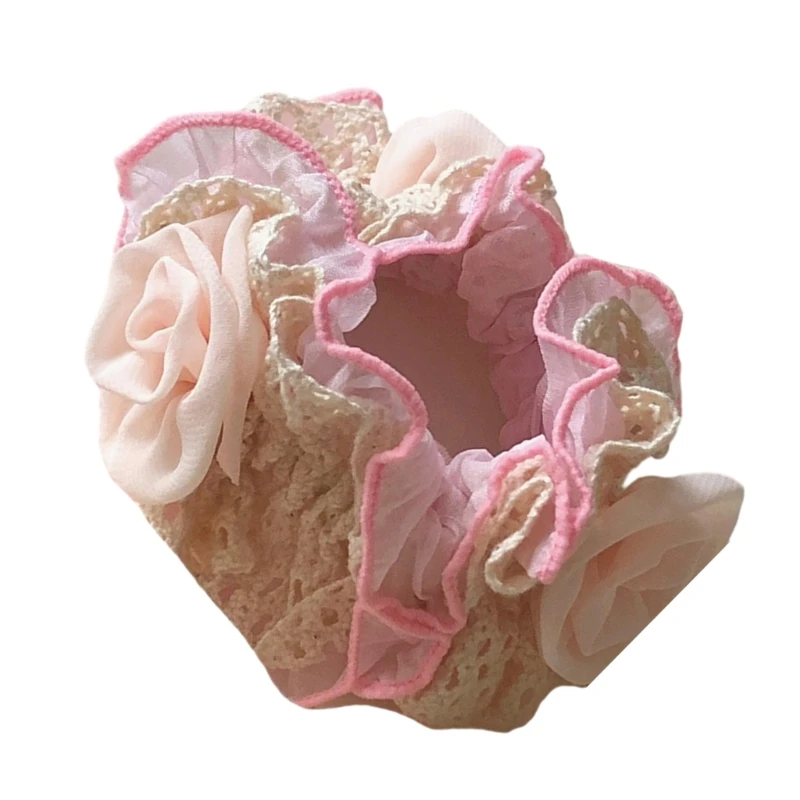 

Ruffle Lace Flower Hair Scrunchy Women HairBun Hairpieces Hair Scrunchies Female Headdress Teens Girl Hair Styling Tool 28TF