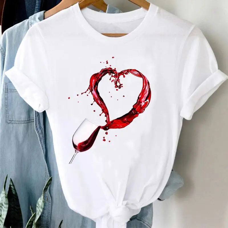 

Cartoon Wine Funny Graphic Summer New 90 ’s Short Sleeve Print Clothing Women's T-Shirt Harajuku Clothing Women's Top,Drop Ship
