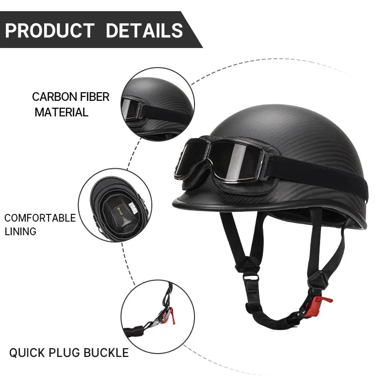 Винтажный легкий шлем из углеродного волокна в стиле Джетт сертифицированный