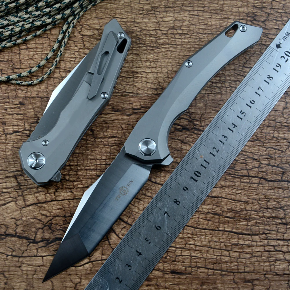 Тактический карманный складной нож TwoSun TS43 лезвие D2 титановая ручка с зажимом и