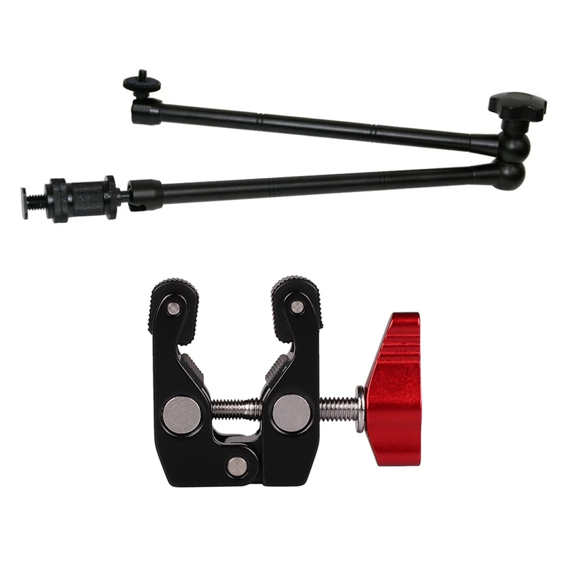 

Top Deals 1 Pcs 20Inch Adjustable Articulating Friction Magic Arm & 1 Pcs Camera Clamp Crab Mount Hot Shoe Adapter