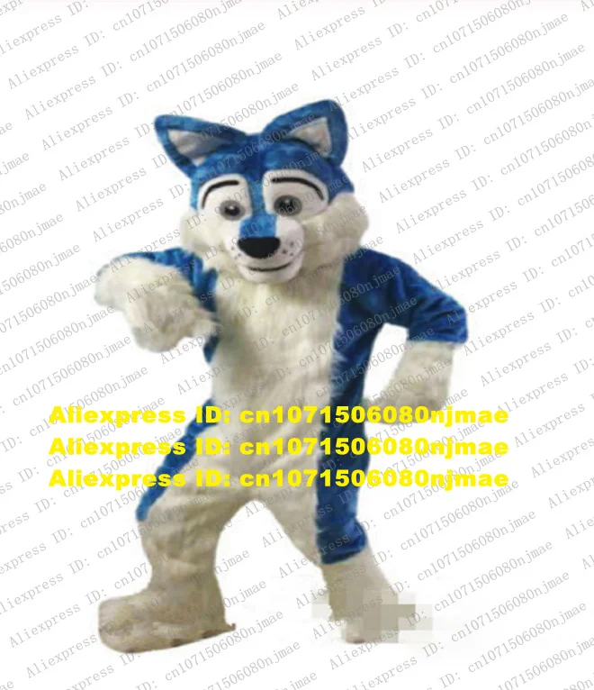 Костюм-талисман с длинным мехом голубого и белого цвета | Маскоты