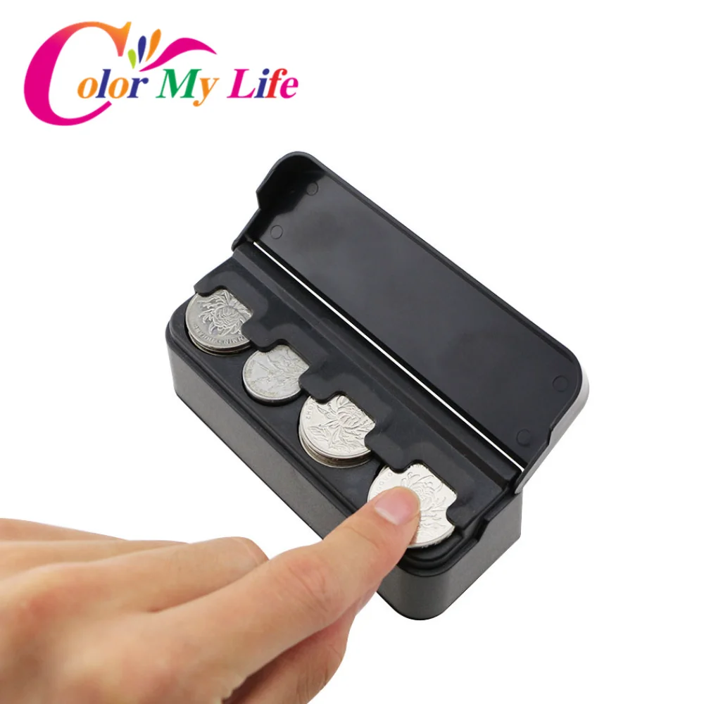 Color My Life Car Coin Organizer Case Loose Change Money Storage Box Container Money Coin Holders Organizer Moedas 4 Grid