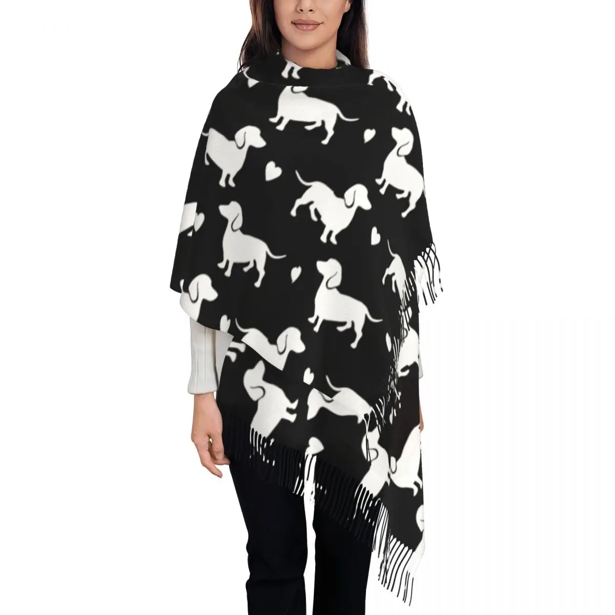 Шаль для любителей собак таксы Дикси накидки женщин зимний большой длинный шарф