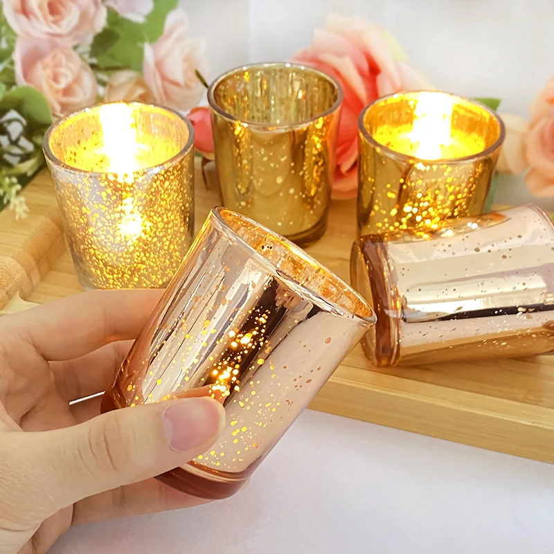 

Round Glass Candle Cups Romantic Aromatherapy Wax Candle Holder Wedding Valentine's Day Decoration Home Desktop Decor