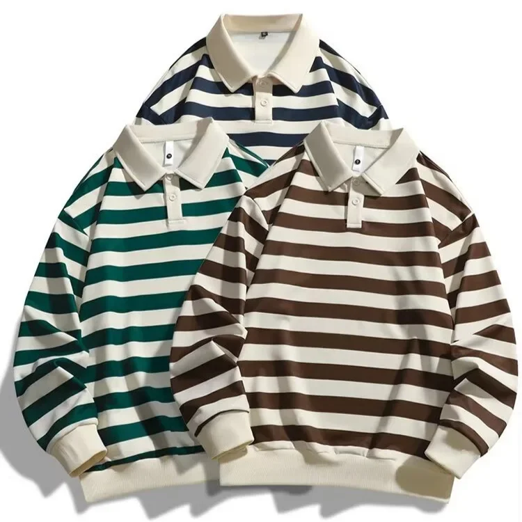 Модная полосатая толстовка в американском стиле мужская свободная повседневная