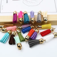 38x11mm gold color 10pcslot tassel caps suede faux leather tassel for jewelry making diy key chains straps pendants accessories