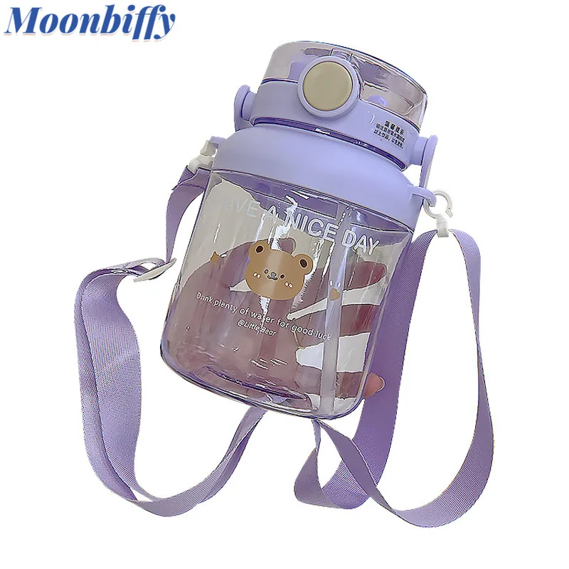 

1000ml Cute Bear Plastic Water Cup Large Capacity Water Bottle Girl Drink Bottle with Straw Cup Children's Water Bottle Kids cup