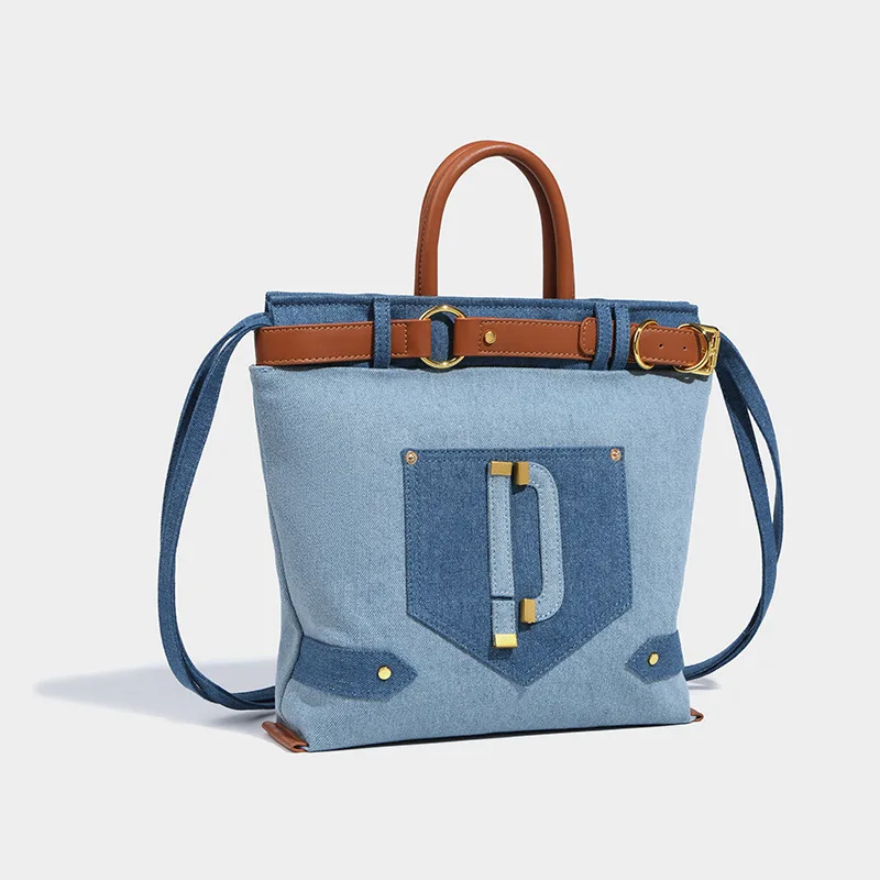 

Women's handbag denim bag versatile high-end and trendy large capacity single shoulder crossbody bag Canvas tote bag
