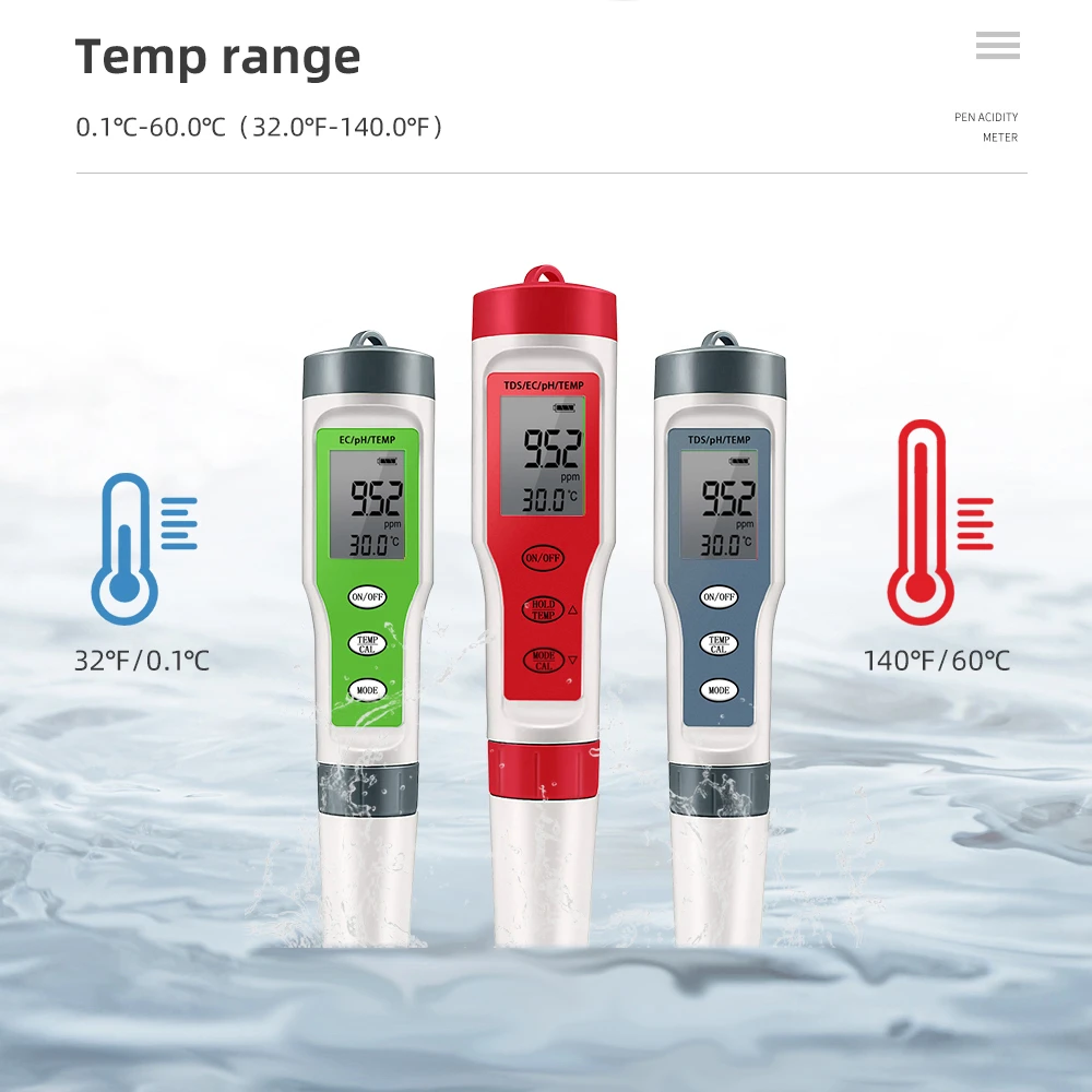 

Professional TDS PH Meter PH/TDS/EC/Temperature Meter Digital Water Quality Monitor Tester for Pools, Drinking Water, Aquariums