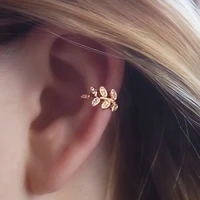 korean style leaves ear clips ear cuff rhinestones non piercing earrings for women jewelry party wedding bridal accessories