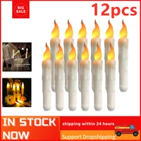 12pcs led flameless taper candles 6 5 tall tapered candle battery operated warm white flickering flame handheld candlesticks