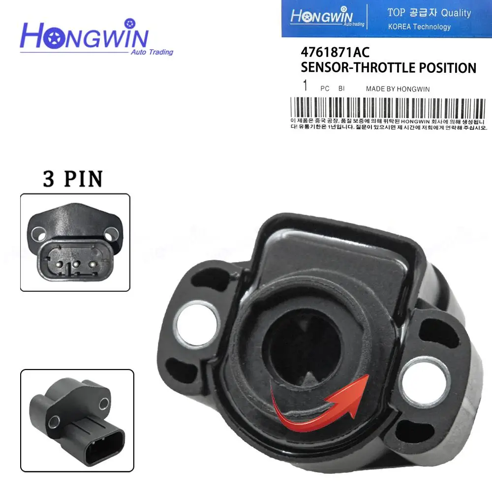 

New Throttle Position Sensor For Jeep Cherokee Wrangler 2.5L 4.0L 1991-1996 OEM#: 4761871, 4761871AC, 4626051, 4637072, 523490