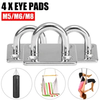 4pcs square pad eye plate hook stainless steel wall mounted ring loop hook fixing buckle for exercise resistance bands swinging
