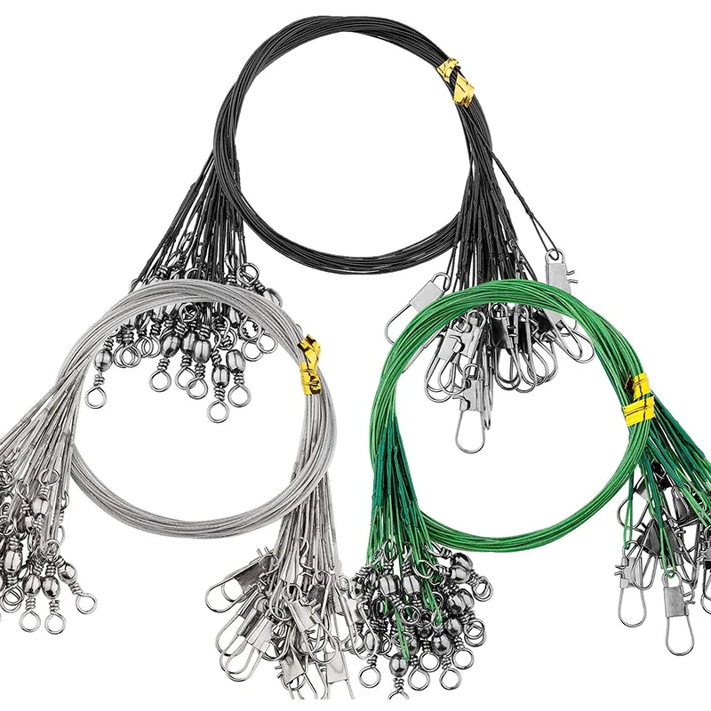 

20PCS Anti Bite Steel Fishing Line Steel Wire Leader With Swivel Fishing Accessory Lead Core Leash Fishing Wire 15CM-30CM