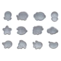 4pcs 3d marine animal cookie mold spring embossing dolphin shark whale fish diy stamp baking tools for kitchen party decoration