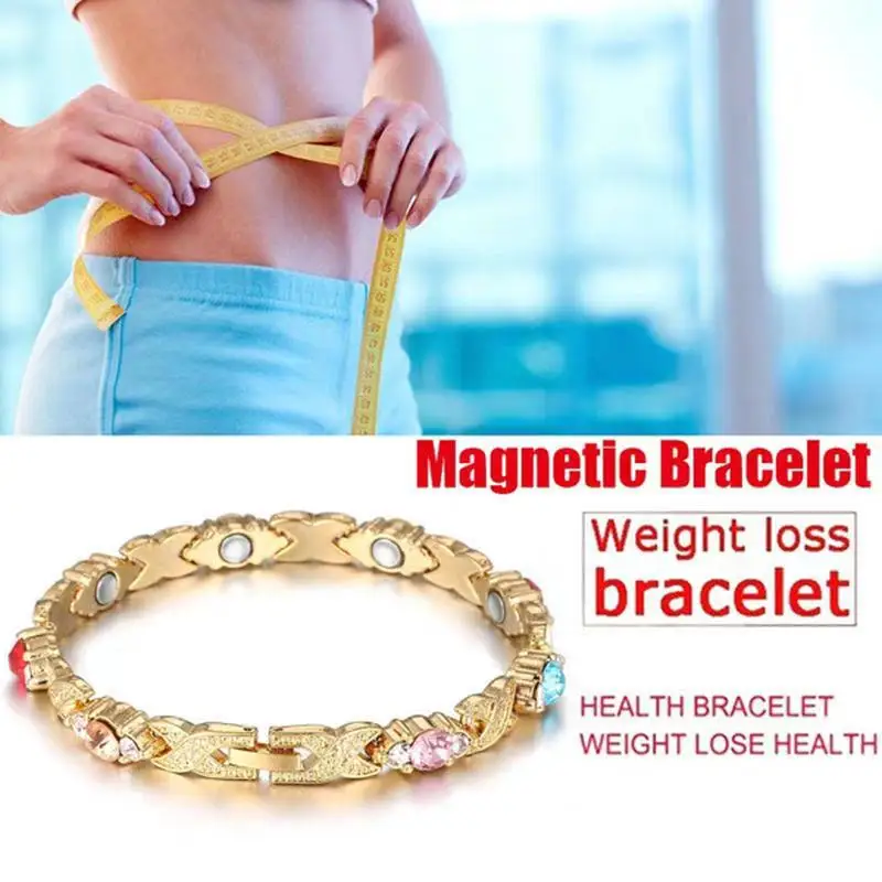 

Silver Gold Diamond Magnet Bracelet for Women Alloy Inlaid Artificial Gems Semi-precious Stones Healthy Bracelet Gift Wholesale