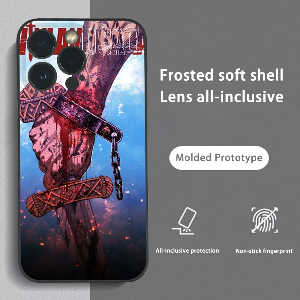 Чехол для телефона V-Vinland Saga в стиле аниме iPhone 16 15 14 13 Pro Max Plus Mini Frosted Soft Shell Funda